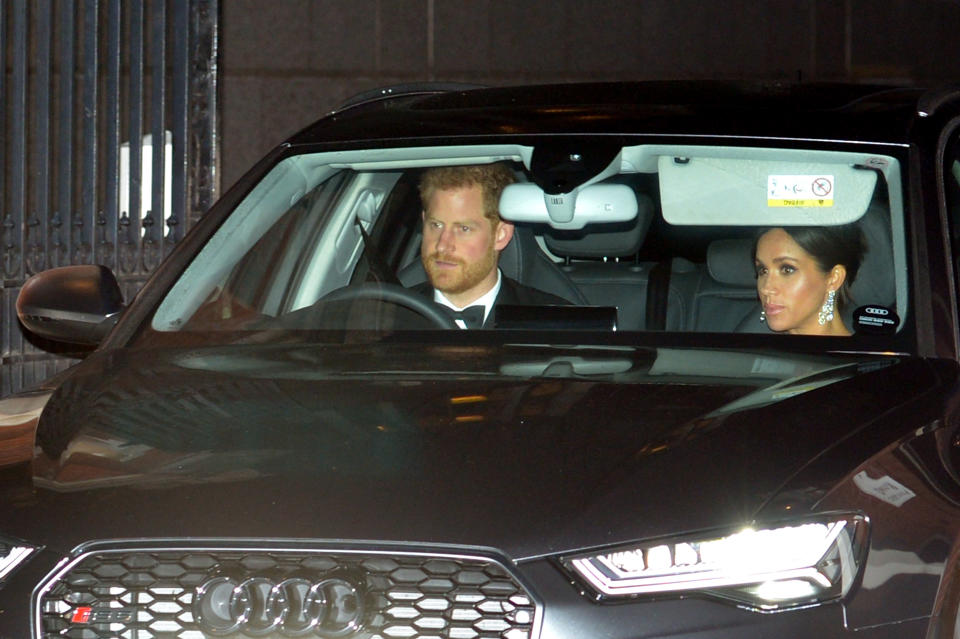 The Duke and Duchess of Sussex were also pictured on their way to Buckingham Palace [Photo: Getty]