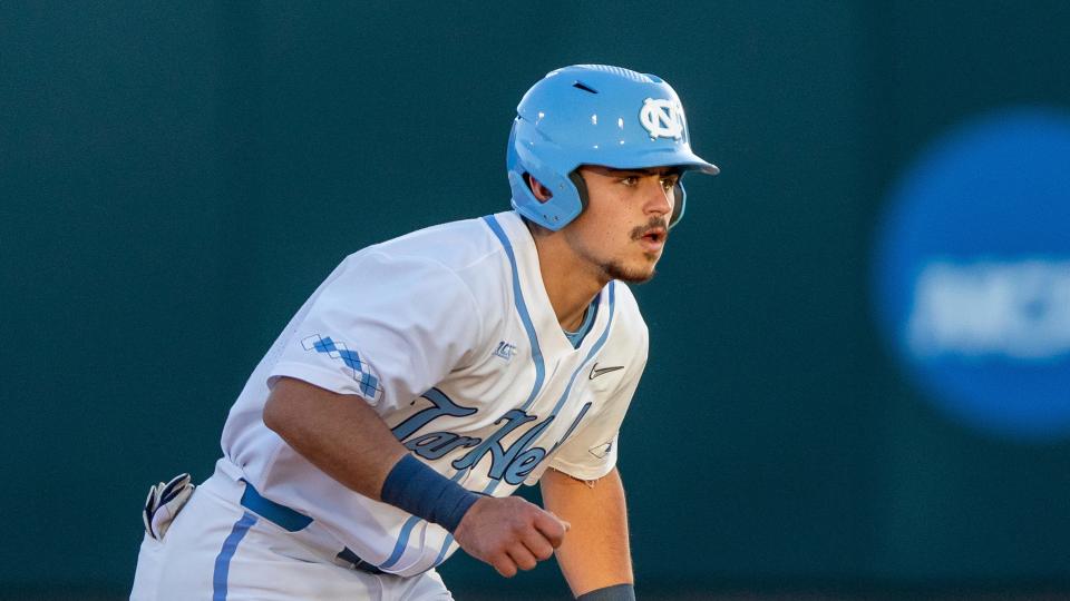 North Carolina's Tomas Frick (52) runs the bases during an NCAA baseball game on Friday, April 1, 2022, in Chapel Hill, N.C. (AP Photo/Ben McKeown)