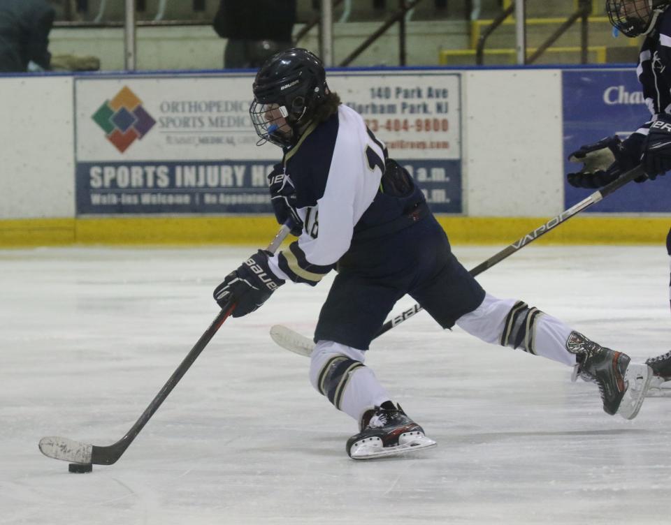 Ryan Van Zile of Roxbury as Roxbury played Randolph in hockey at Mennen Arena in Morris Twp. NJ on December 8, 2021.