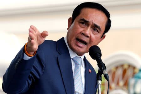 Thailand's Prime Minister Prayuth Chan-ocha speaks during a news conference during the National Anti-Trafficking in Persons Day at the Government House in Bangkok, Thailand, June 6, 2016. REUTERS/Chaiwat Subprasom