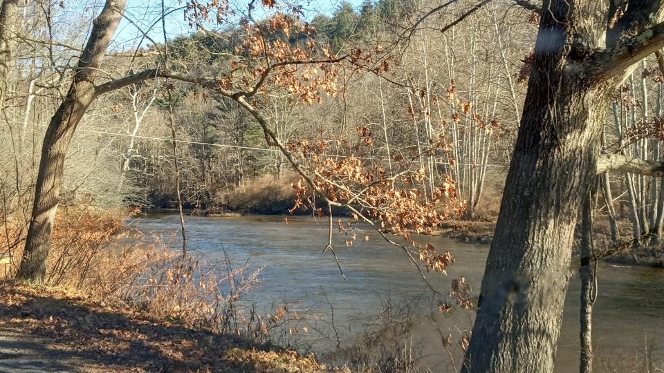 The Lackawaxen River, approximately 30 miles long and meandering through Wayne and Pike Counties, is popular for outdoor recreation and picture-taking. The river sports two improved Pennsylvania Fish & Boat Commission boating accesses in Wayne County, and two others planned. This view is from Riverside Drive in White Mills.