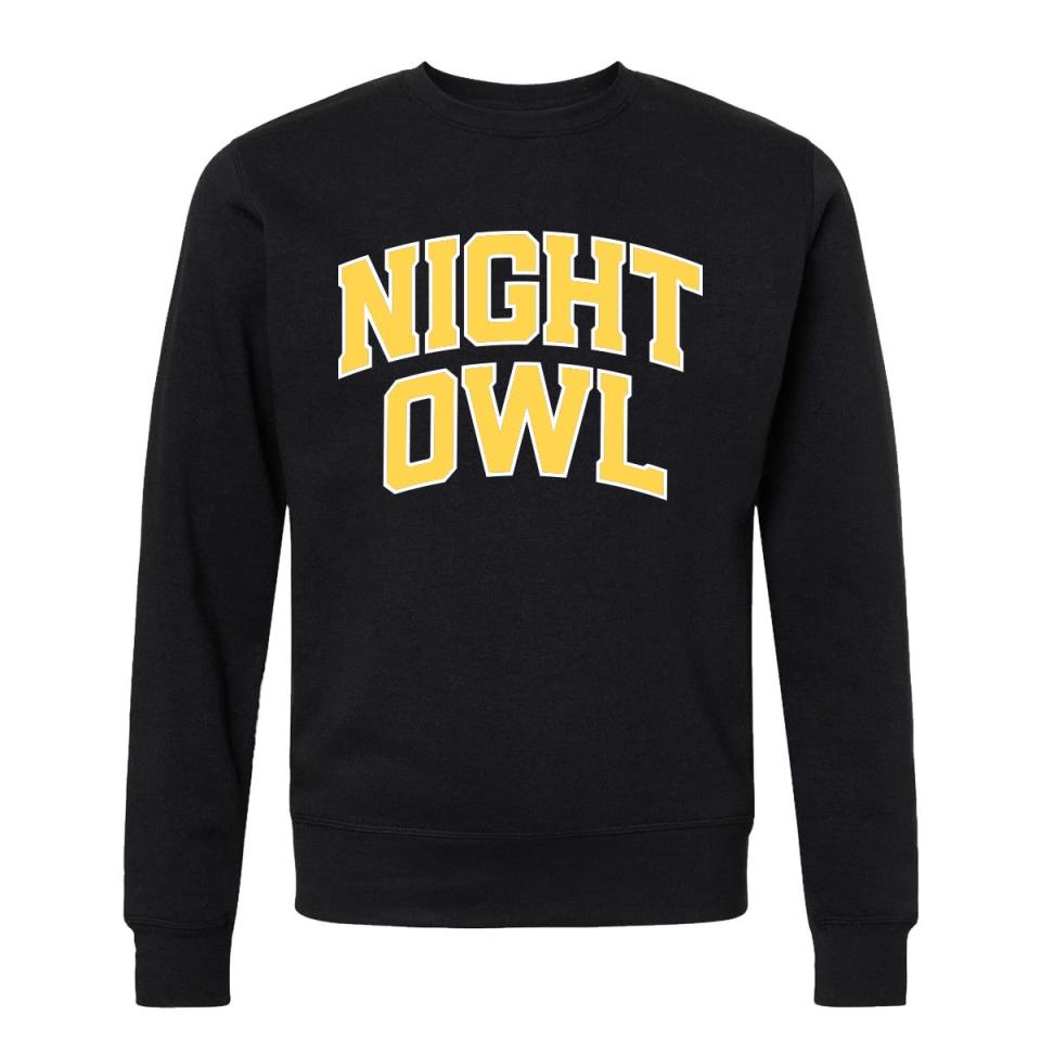 <p><a href="https://shop.womenshealthmag.com/the-night-owl-sweatshirt.html" rel="nofollow noopener" target="_blank" data-ylk="slk:Shop Now;elm:context_link;itc:0;sec:content-canvas" class="link ">Shop Now</a></p><p>The Night Owl Sweatshirt </p><p>womenshealthmag.com</p><p>$45.00</p>