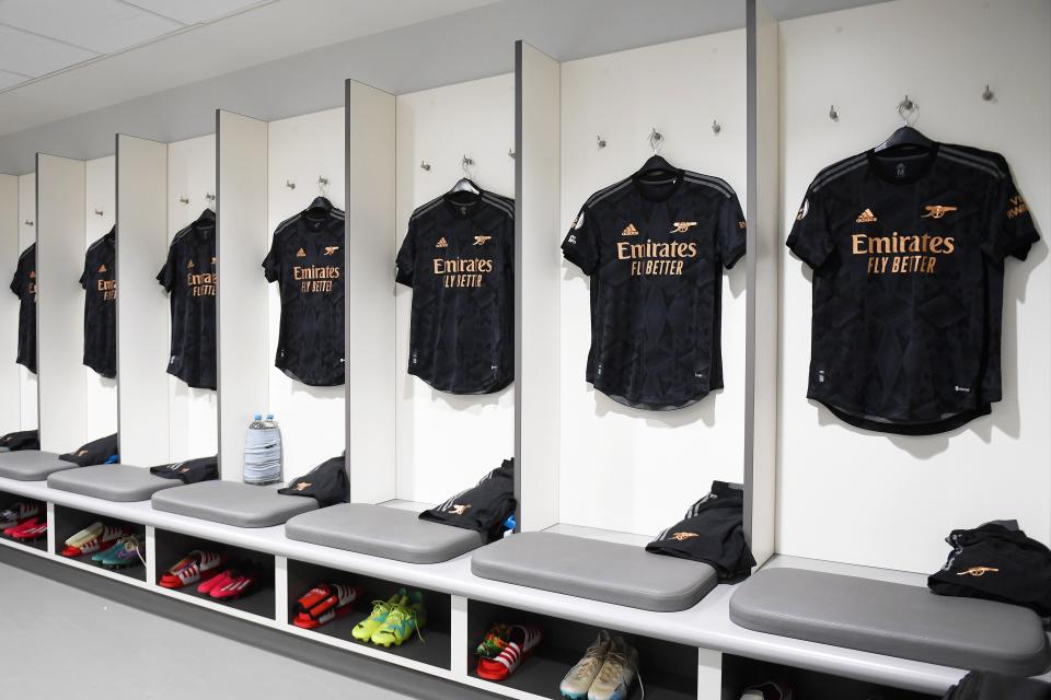 The away dressing room at Anfield today (Arsenal FC via Getty Images)