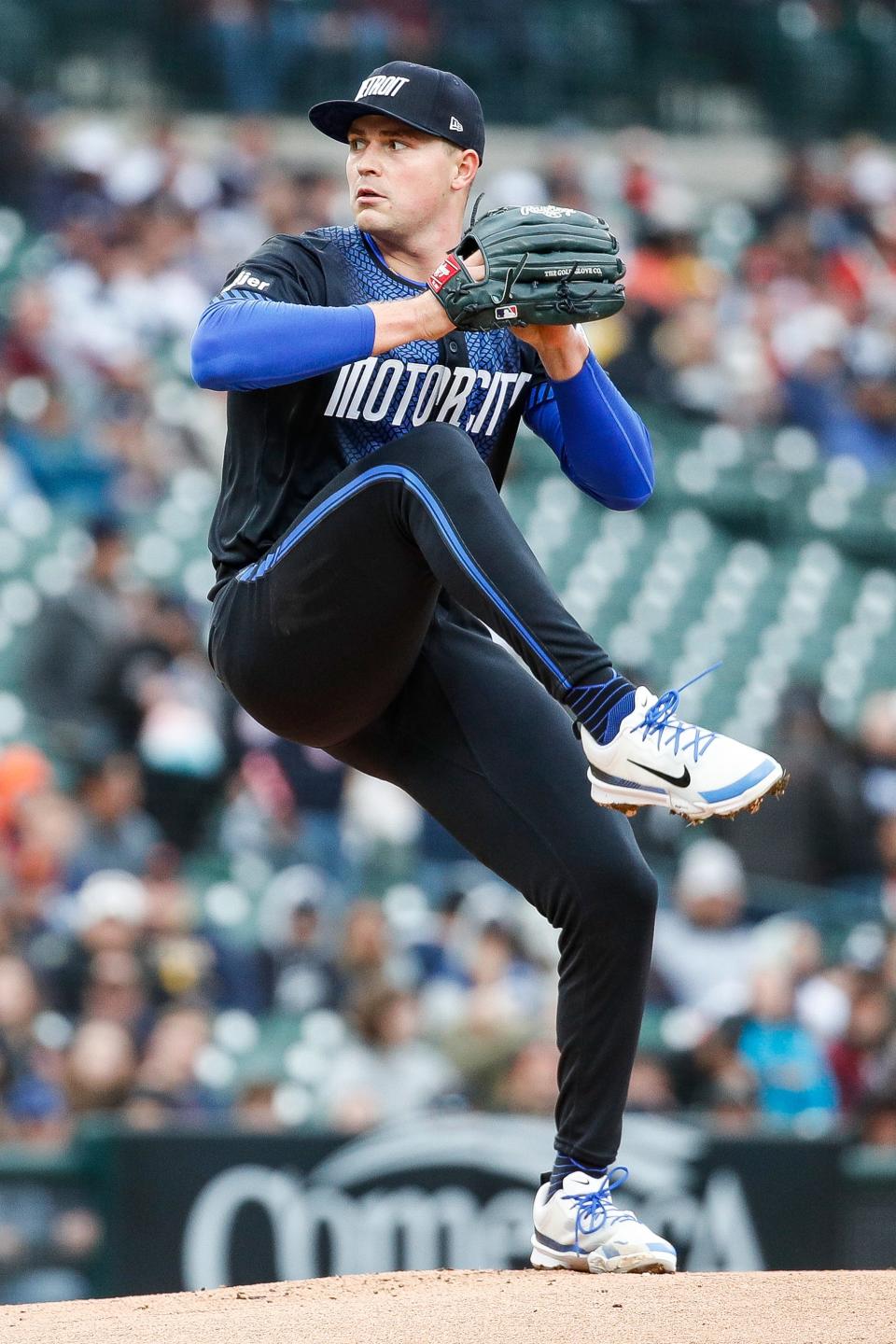 Detroit Tigers pitcher Tarik Skubal (29) throws against the Houston Astros in the first inning at Comerica Park in Detroit on Saturday, May 11, 2024.