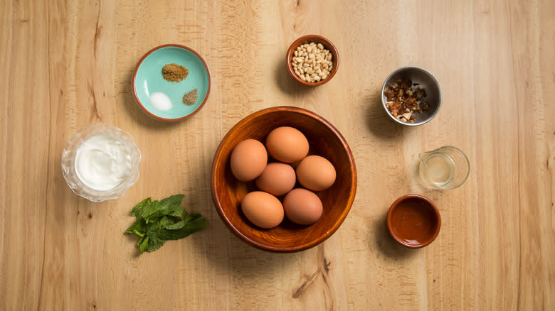 deviled egg ingredients on table 
