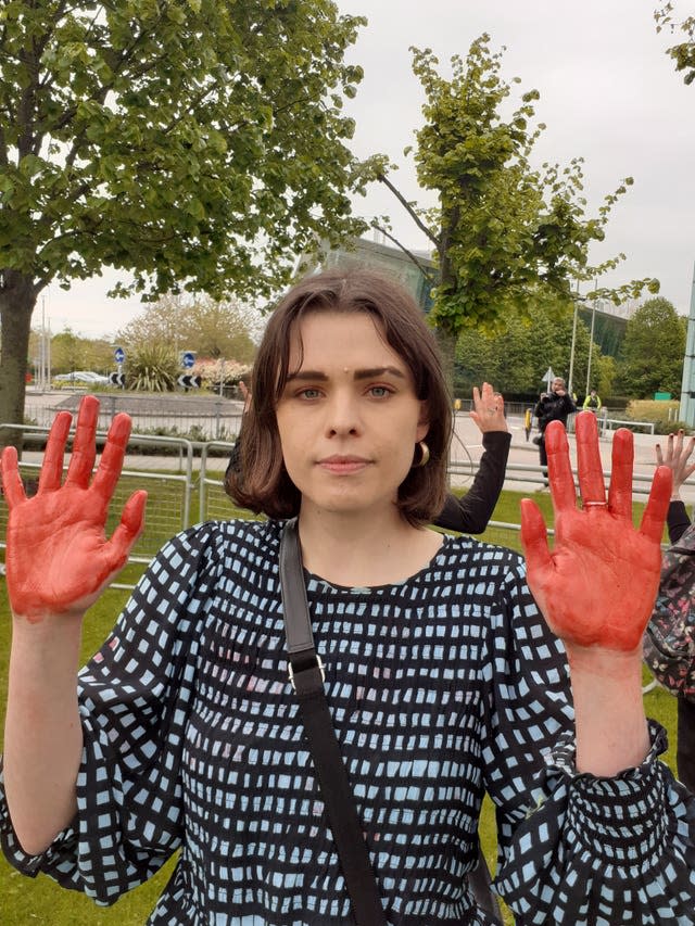 A protester during a demonstration outside BP’s AGM