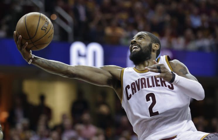 Kyrie Irving stretches for a lay-up in Game 4 of the Eastern Conference Finals. (AP)