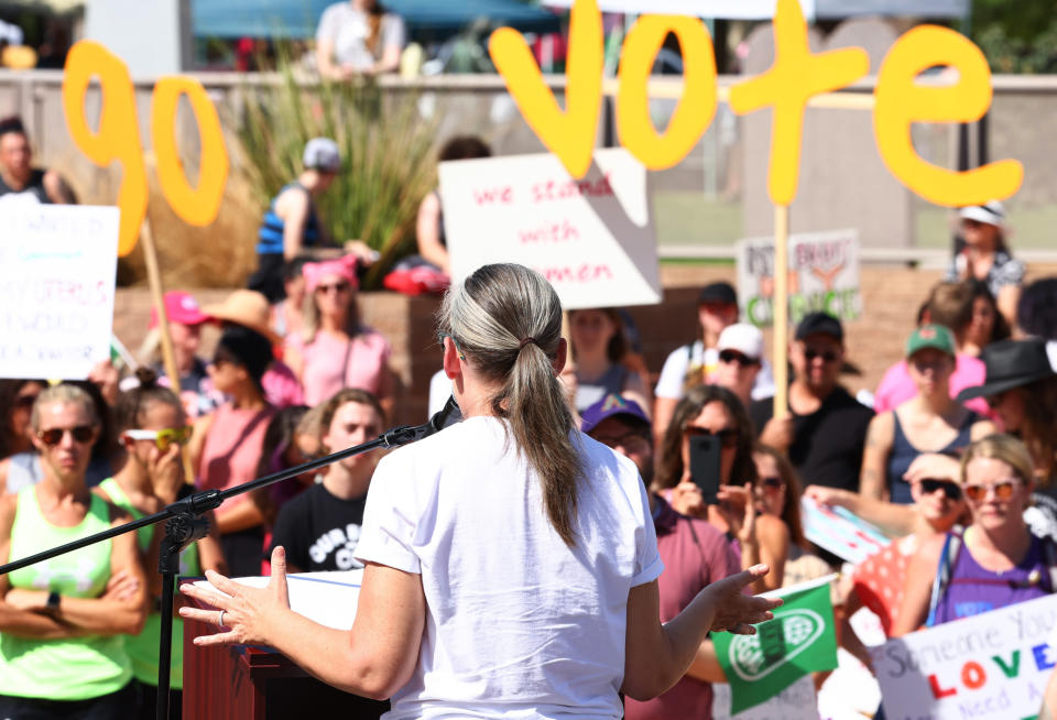 Image: Arizona Gubernatorial Katie Hobbs Speak's At The Women's March In Phoenix (Mario Tama / Getty Images)