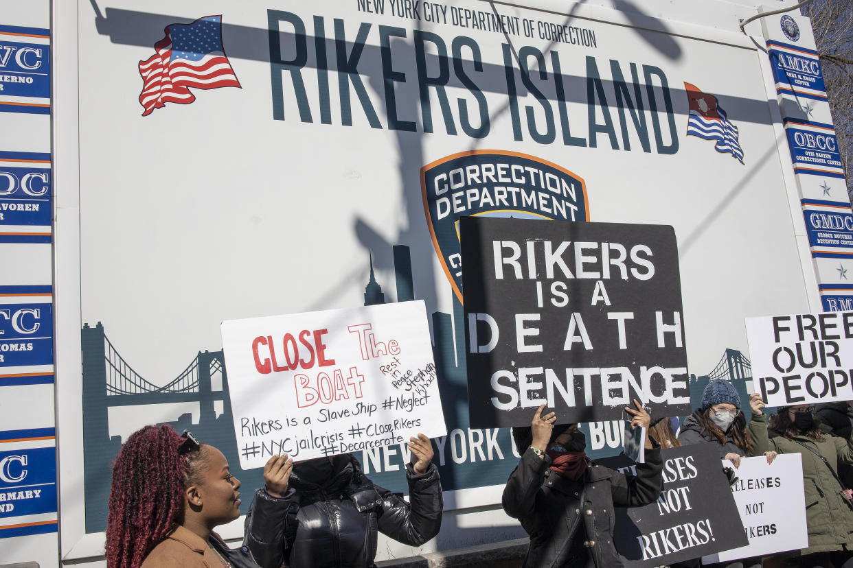 Criminal justice activists call for the closing of Rikers Island jail.