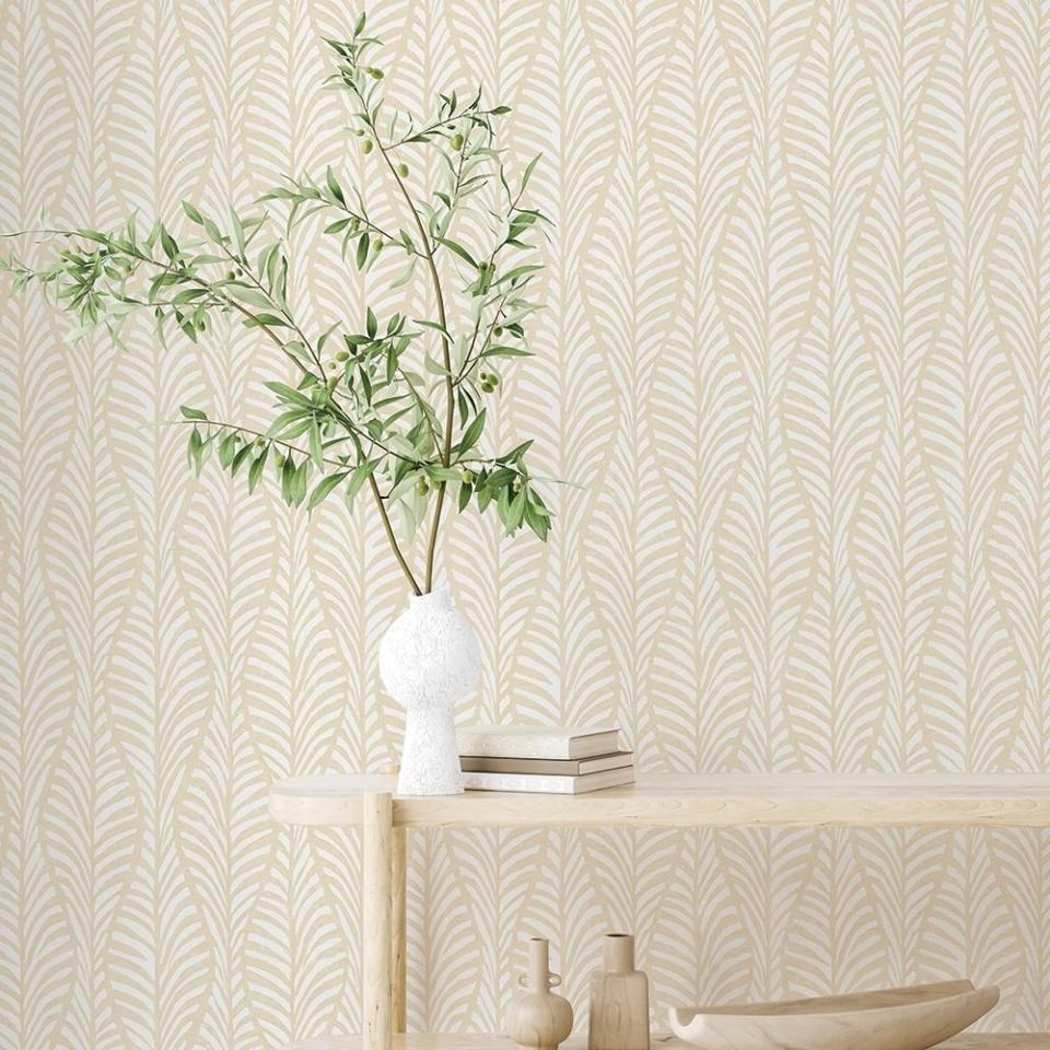 the beige wallpaper