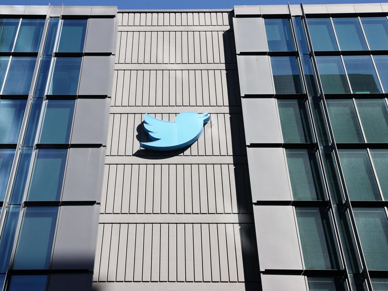 Twitter logo on building