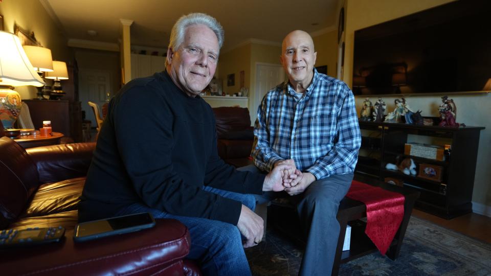 Leo Radel (left) and Joe Gentilini are thrilled that the Pope has allowed the "blessing" of same-sex relationships.