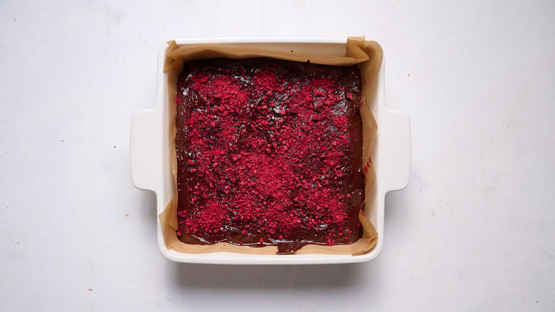 raspberry on top of fudge