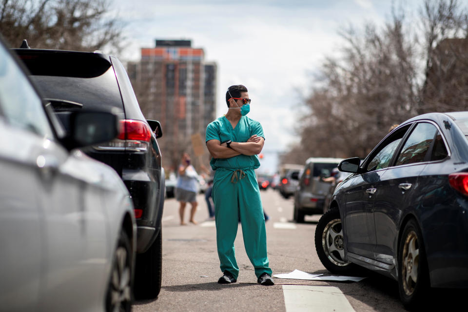 Hundreds gathered in Denver on Sunday for what they called "Operation Gridlock." A small cadre of health care workers opposed them. (Photo: REUTERS/Alyson McClaran)