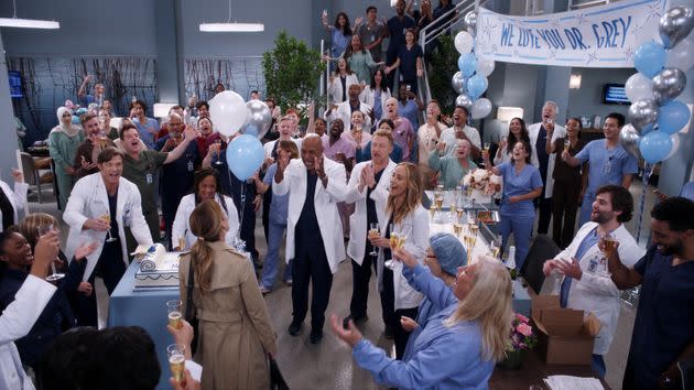 Meredith's colleagues throw her a surprise goodbye party in a scene from Thursday night's episode of 