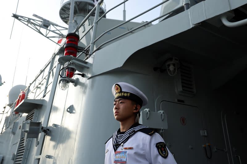 Chinese People's Liberation Army (PLA) Navy opens warships for public viewing in Qingdao