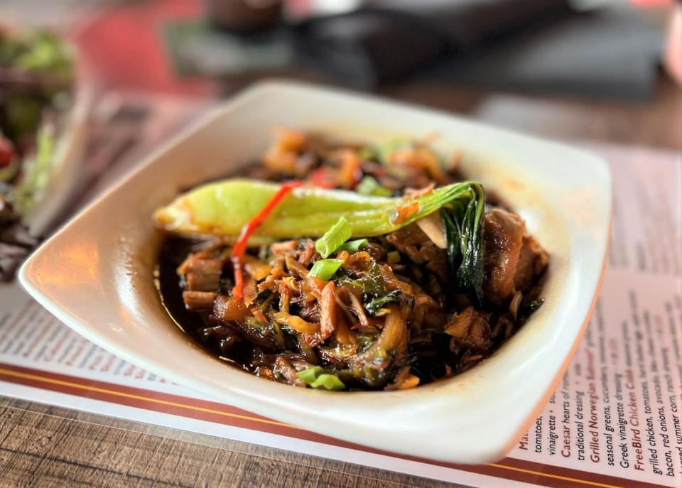 The new pork belly rice bowl appetizer, pictured here at the Mattison's on Bradenton Riverwalk.