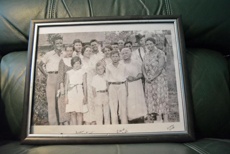 This Doak family photo shows cousins, siblings, grandchildren and elders. Matriarch Grace Doak is seen at right, while the young girl third from left is Barbara Ann (Doak) West. The Doak family gathered recently at the family home once owned by Grace Doak on Walnut Court to memorialize West and reminisce on other family stories. 