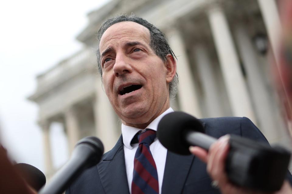 Representative Jamie Raskin, pictured on Friday, said it’s worth investigating if alcohol was involved in the explosive House Oversight Committee hearing (Getty Images)