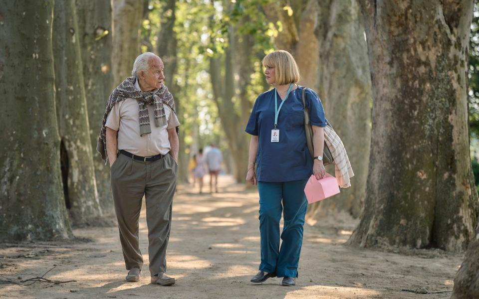 Harvey Keitel as Lali Sokolov & Melanie Lynskey as Heather Morris in Melbourne for The Tattooist of Auschwitz