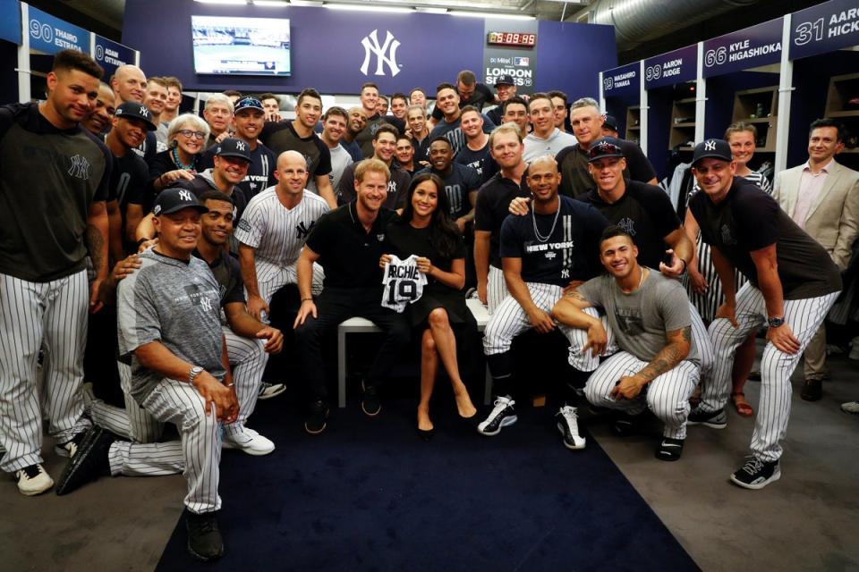 CC Sabathia’s Yankees met the Duke and Duchess of Sussex in 2019 (Peter Nicholls/PA) (PA Archive)