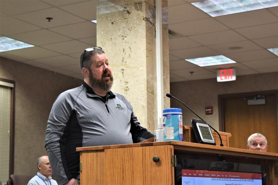 Jamie Gravett, Juvenile Detention Center (JDC) director, answering questions from the board about the JDC's request for an additional mental health counselor at a meeting on Tuesday, December 14, 2021.