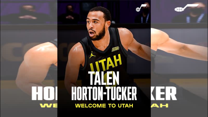 何頓-塔克（Talen Horton-Tucker）新賽季加盟爵士。（圖／翻攝自爵士推特）