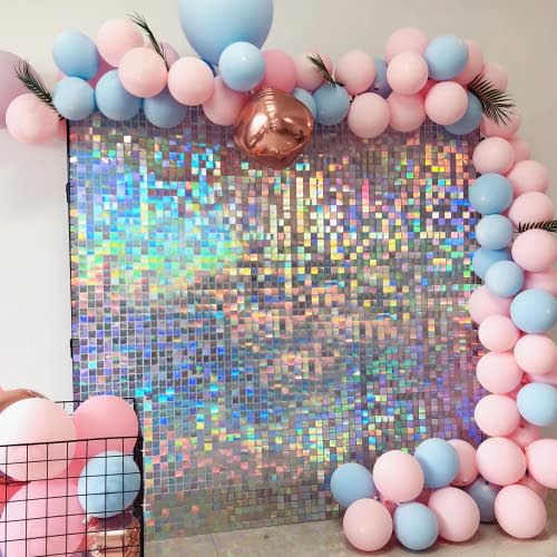 Realife Shimmer Wall Backdrop with 24 Iridescent Sequin Panels for Decoration of Wedding, Party, Birthday