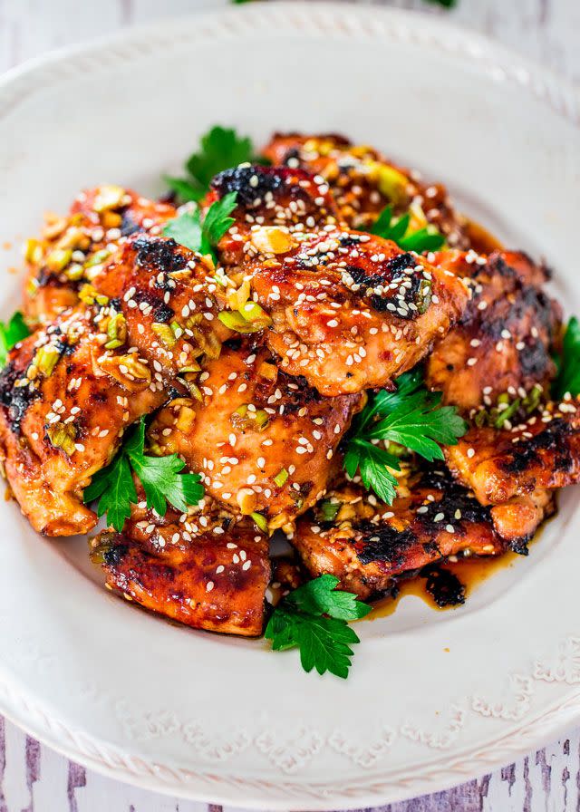 Grilled Harissa Sesame Chicken Thighs