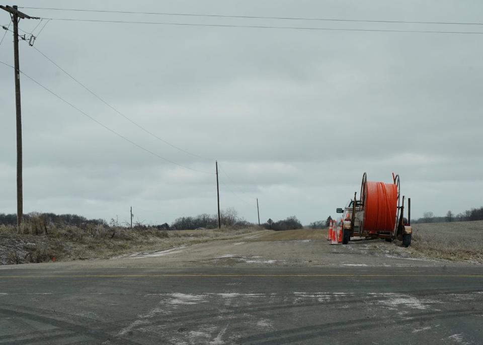 Shepherd Road is seen Friday where it changes from asphalt to gravel at Gilbert Highway. The Lenawee County Road Commission has received a $2 million grant to help fund a $7.8 million project to rebuild Shepherd Road between M-52 and U.S. 223.