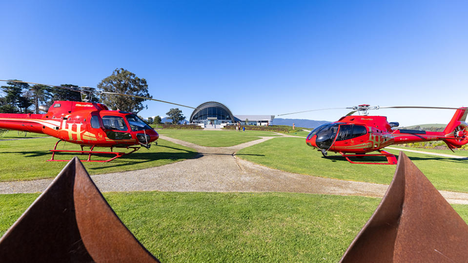 Branded helicopters used for Levantine Hill's heli packages.