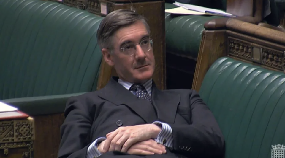 Jacob Rees-Mogg was criticised for “lounging languidly” along the front bench during a Brexit debate in 2019. (PA)