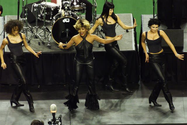 Brian Bahr/Getty Tina Turner in the 2000 Super Bowl halftime show