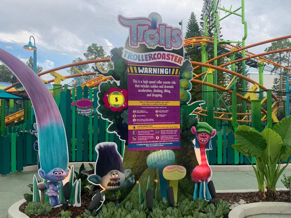 The Trolls Trollercoaster features characters as they take ride on the iconic Caterbus to escape evil spiders.