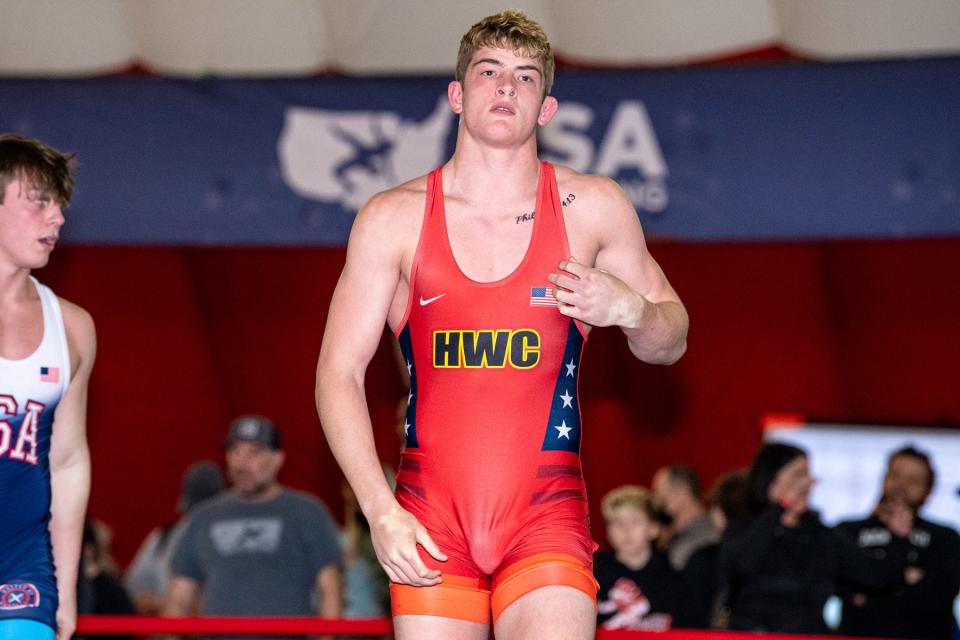 Iowa City High's Ben Kueter competed at the UWW Cadet freestyle world team trials in Wisconsin. Kueter reached the semifinals at 92 kilograms (202 pounds).