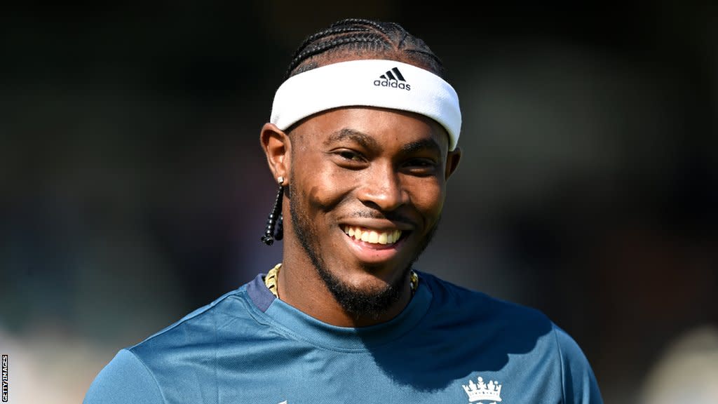 Jofra Archer during a net session with England