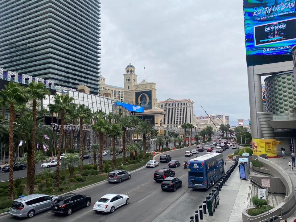 shot of the roads outside of the las vegas strip