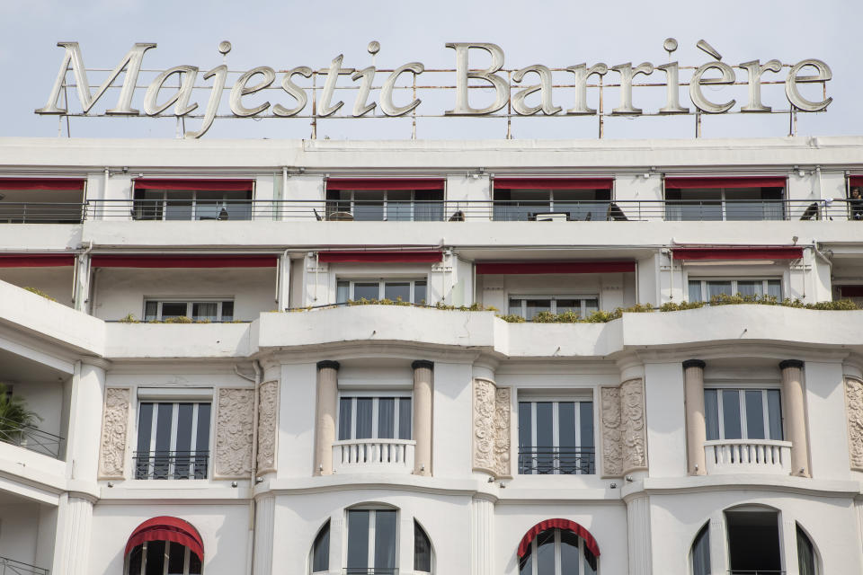 A view of the Majestic Barriere Hotel as seen from the Croisette at the 71st international film festival, Cannes, southern France, Monday, May 7, 2018. (Photo by Vianney Le Caer/Invision/AP)