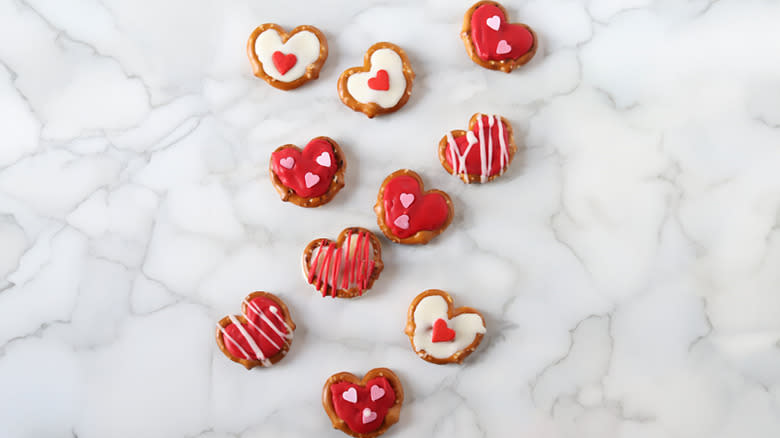 Valentine's Day hearts on table