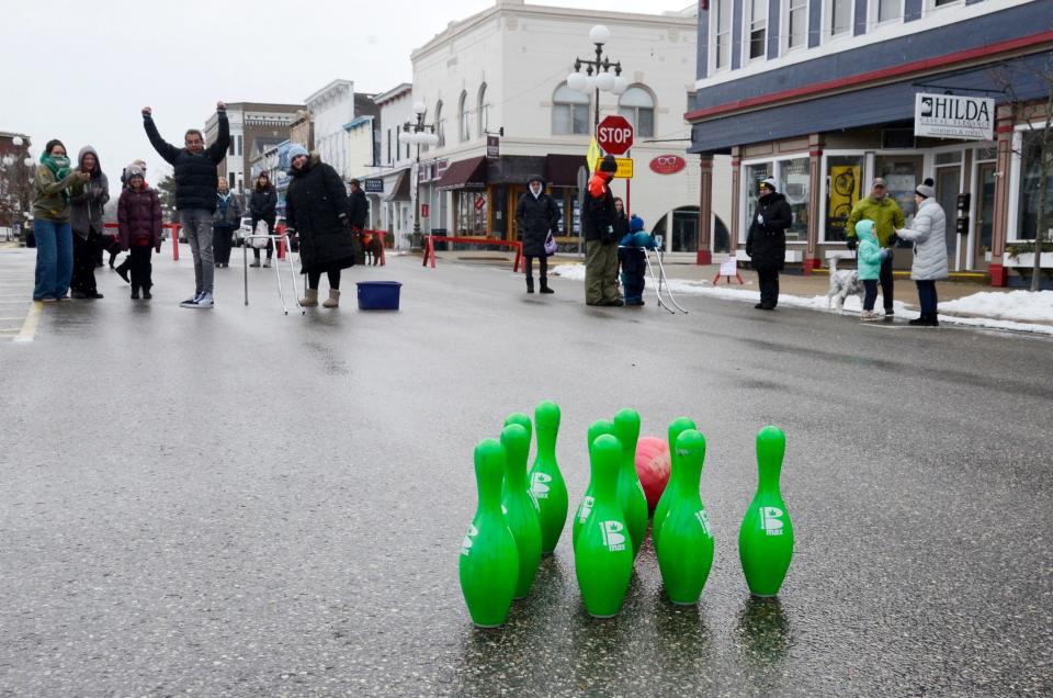The annual Bowling Down Main Street event in Harbor Springs celebrates a time of year when the city is quiet during spring break.