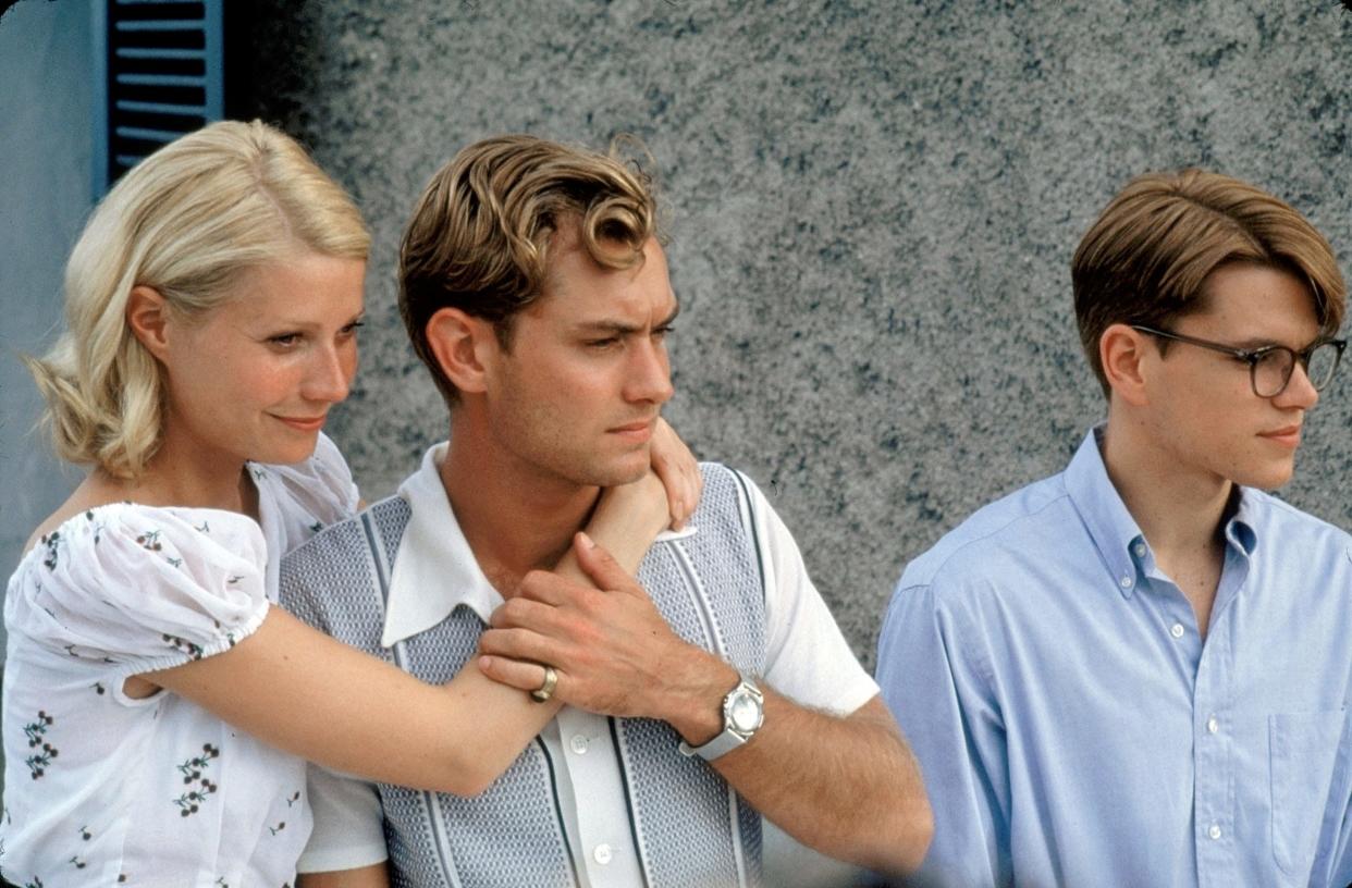 Marge (Gwyneth Paltrow, right), Dickie (Jude Law) and Tom (Matt Damon) in a scene from 1999's "The Talented Mr. Ripley."