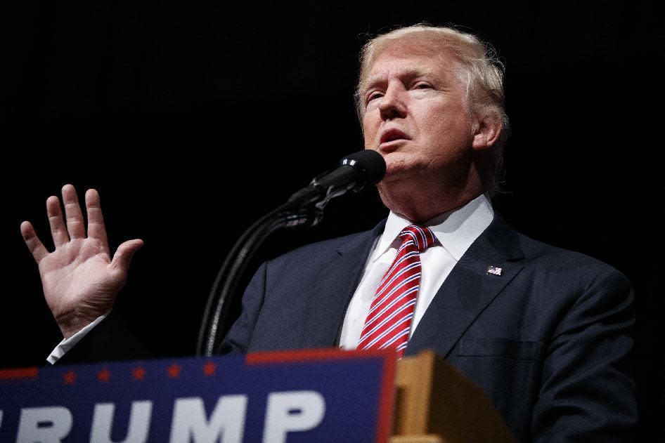 Donald Trump speaks during a campaign rally at Briar Woods High School in Ashburn, Va., on Aug. 2. (Photo: Evan Vucci/AP)