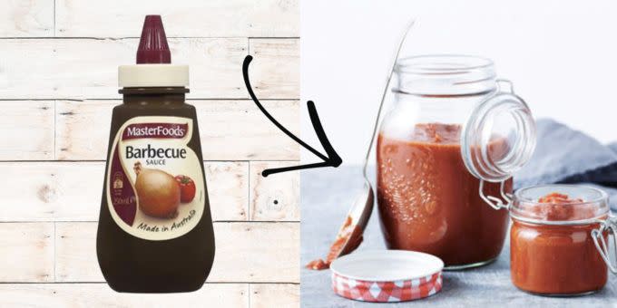 Yikes! Bottled barbecue sauce has a lot of sugar. Source: I Quit Sugar