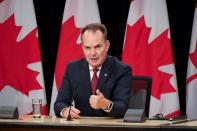 Canada's Minister of Labour Steve MacKinnon speaks to the media about rail stoppages, in Ottawa