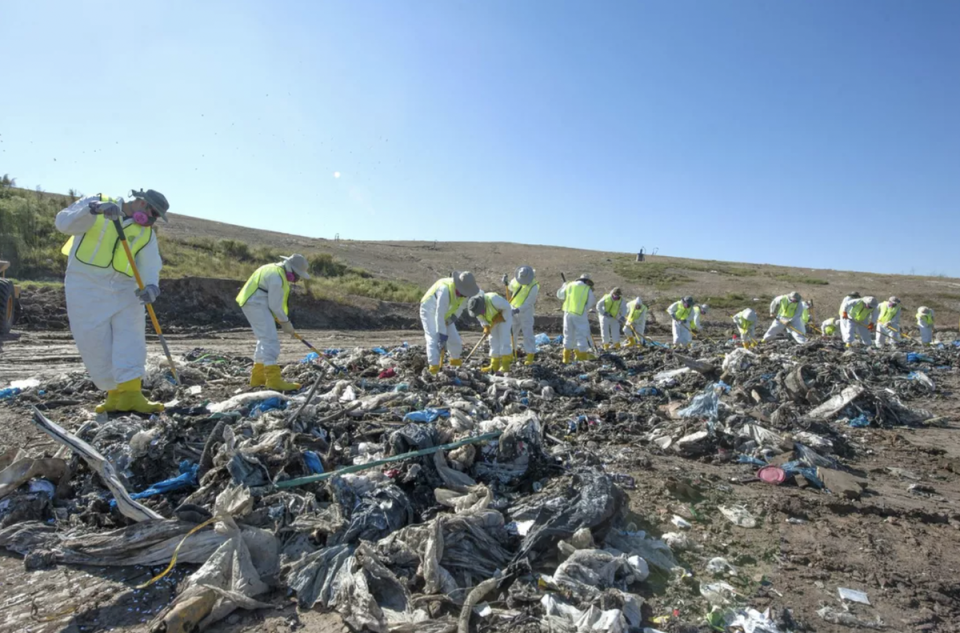 The FBI released this photo of investigators combing through garbage in the landfill search for Quinton Simon (FBI)