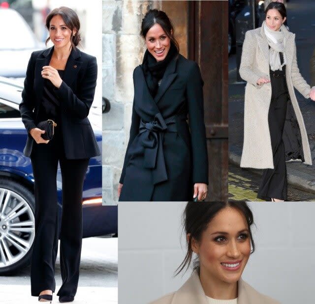 Meghan Markle Bun and Black Pants