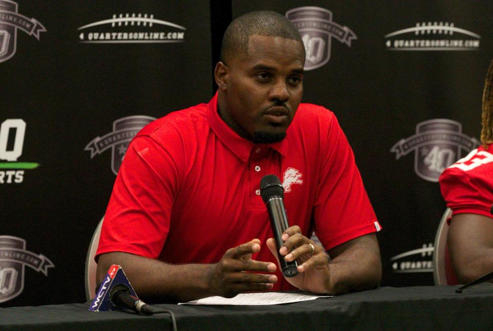 Leon head coach Tyrone McGriff Jr. speaks during 4Quarters Media Day on July 26, 2022, at the Donald L Tucker Civic Center.