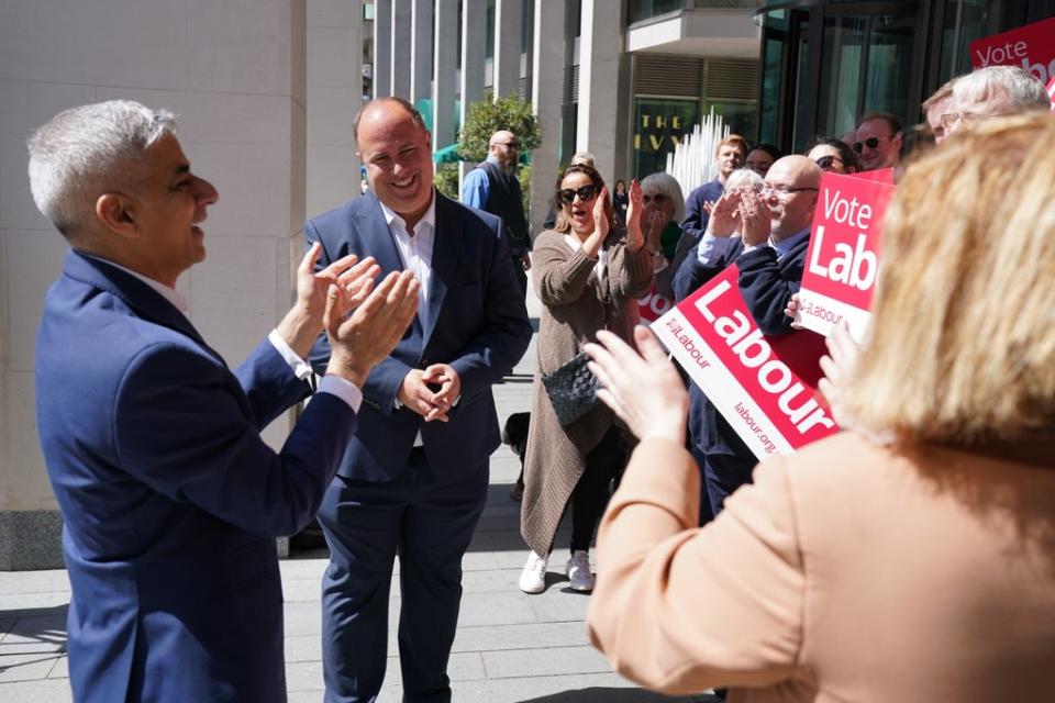 Sadiq Khan with Adam Hug, the new Labour leader of Westminster Council (Jonathan Brady/PA) (PA Wire)