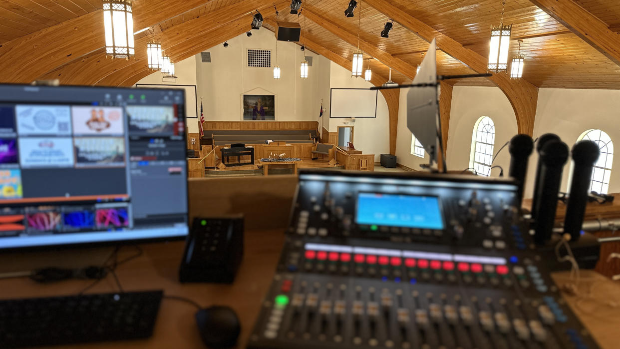  The inside of a Kentucky church, that has audio powered by LEA Professional solutions.  