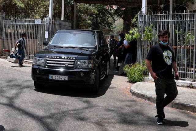 One of Carlos Ghosn’s vehicles leaves the Justice Palace in Beirut, Lebanon